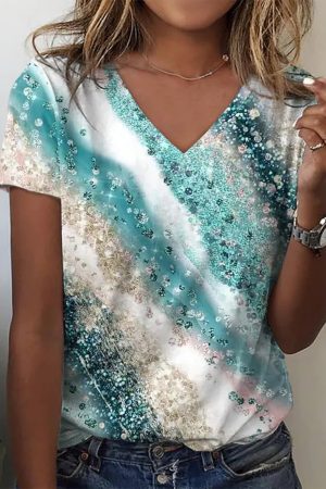 Abstract V-Neck Tee Nice Gifts For Women