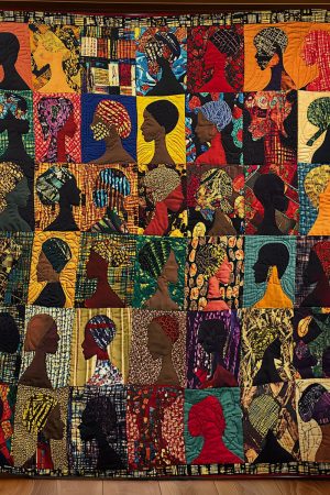 African Golden Crowns & Vibrant Souls Quilt Blanket African American Gifts For Her