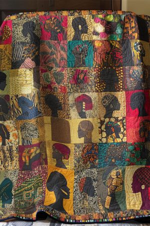 African Golden Crowns & Vibrant Souls Quilt Blanket Best African American Gifts Ideas