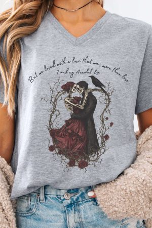 Annabel Lee Edgar Allan Poe V-Neck T-Shirt Best Gift For Girlfriend