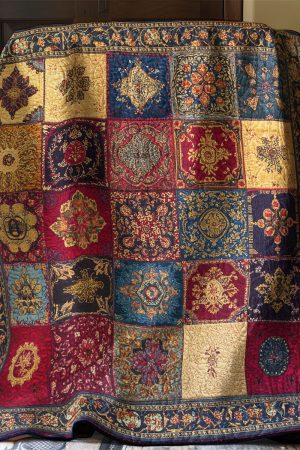 Antique Tapestry Quilt Blanket Gift For Her