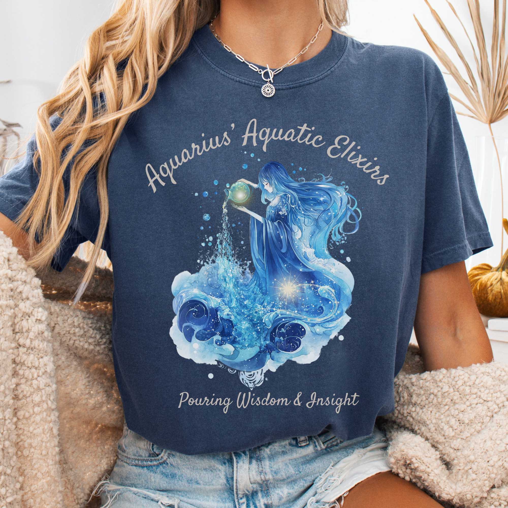 Aquarius Aquatic Elixirs Zodiac T-Shirt Perfect Gift For Girlfriend
