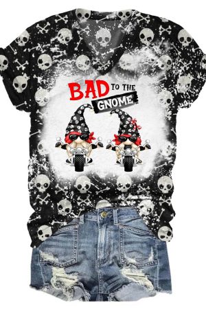 Bad To The Gnome Tie Dye V-Neck Shirt Gnome Themed Gifts