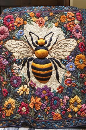 Bee In Floral Garden Quilt Blanket Gift Ideas For Bee Lovers