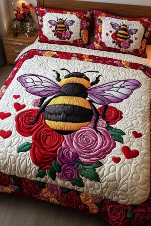 Bee Lovers Quilt Bedding Set Bee Flower Perfect Gift For Beekeepers And Pollinator Supporters