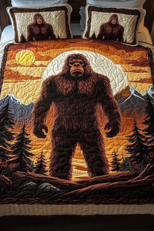 Bigfoot Quilt Bedding Set Dusk Watcher Perfect Gift For Cryptid And Adventure Seekers