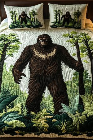 Bigfoot Quilt Bedding Set Woodland Spirit Best Gift For Sasquatch And Outdoor Enthusiasts