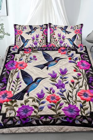 Birds and Flowers Quilt Bedding Set Best Gift Ideas