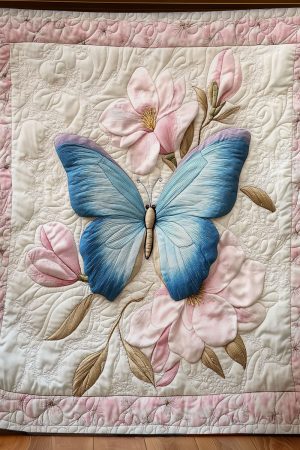 Blue Butterfly In Magnolia Quilt Blanket Items Stuff For Butterfly Lovers