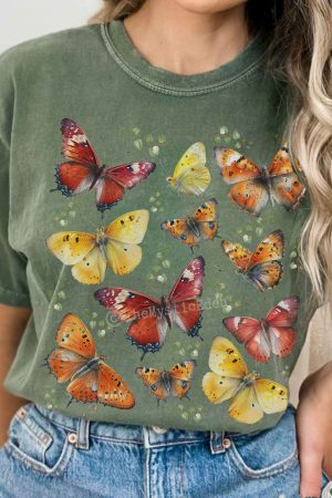 Bright Butterflies Cottagecore T-Shirt Best Gift For Girlfriend