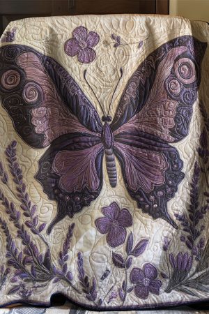 Butterfly Dancing In Lilac Sky Quilt Blanket Great Butterfly Lover Gift Ideas