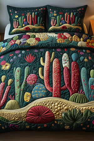 Cactus Lovers Quilt Bedding Set Cactus Charm Perfect Gift For Succulent And Desert Lovers