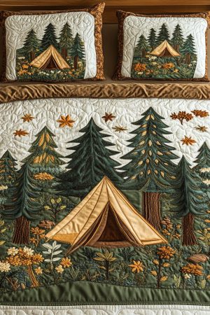Camping Lover Quilt Bedding Set Forest Glade Perfect Gift For Nature And Hiking Lovers