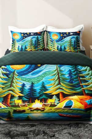 Camping Lover Quilt Bedding Set Ultimate Gift For Outdoor And Adventure Enthusiasts