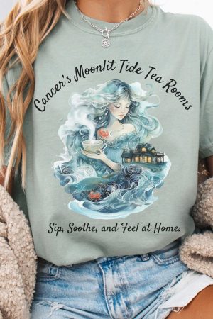 Cancer'S Moonlit Tide Tea Rooms Zodiac T-Shirt Best Gift For Girlfriend