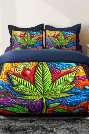 Cannabis Quilt Bedding Set Funny Gift Ideas