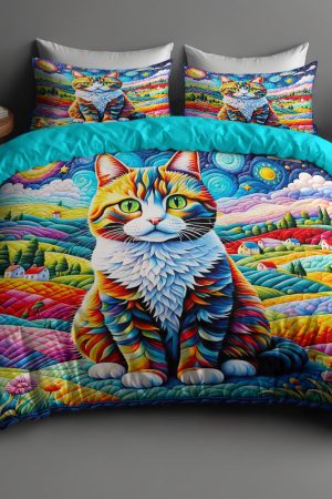 Cat Lovers Quilt Bedding Set Ultimate Gift For Feline Enthusiasts And Pet Owners