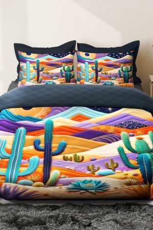 Catus Quilt Bedding Set Gift For Catus Lover