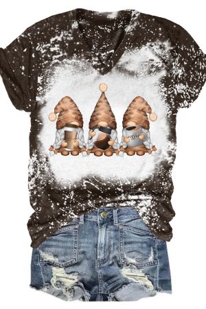 Coffee Girl Gnomes Bleaching V-Neck Shirt Gnome Gifts For Ladies Coffee Lovers