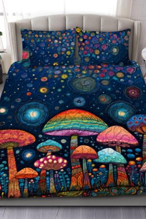 Colorful Mushroom Quilt Bedding Set Special Line Gift For Her