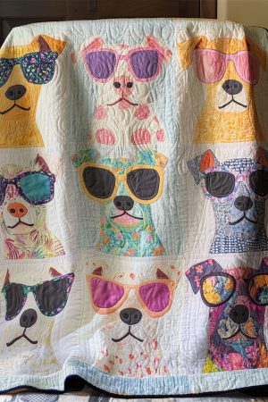 Cool Dog Gang Quilt Blanket Perfect Gift For Dog Lovers
