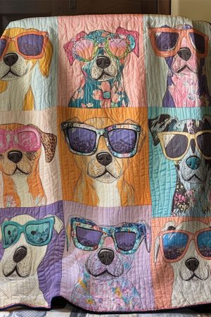 Cool Dog Gang Quilt Blanket Top Gifts For Dog Owners