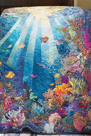 Coral Underwater Symphony Quilt Blanket Gift For Girl