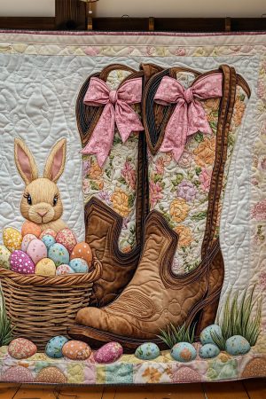 Cowboy Easter Bunny Quilt Blanket Idea Gift For Her