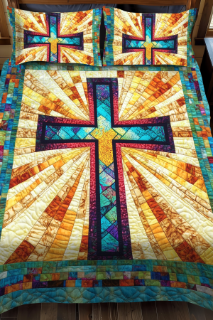 Cross Lover Quilt Bedding Set Eternal Cross Perfect Gift For Faith And Spiritual Devotion