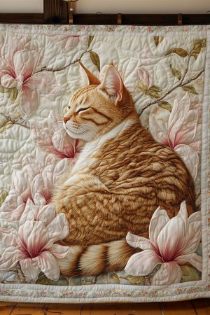 Cute Cat In Magnolia Quilt Blanket Cat Love Gifts