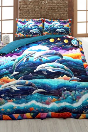 Dolphin Lover Quilt Bedding Set Ultimate Gift For Ocean And Marine Life Lovers