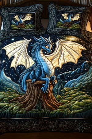 Dragon Lover Quilt Bedding Set Mystic Flight Ultimate Gift For Fantasy And Dragonfly Lovers