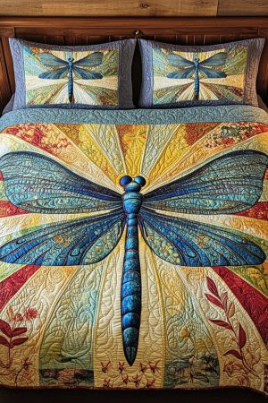 Dragonfly Vignette Quilt Bedding Set Special Line Dragonfly Gifts For Women