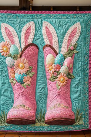Easter Bunny Boots Quilt Blanket Idea Gift For Her