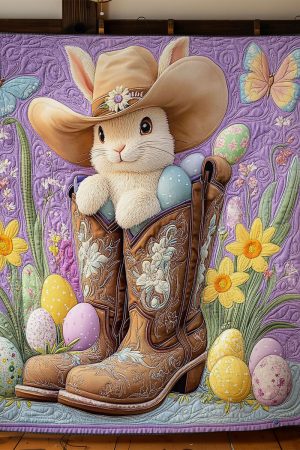 Easter Bunny In Boots Quilt Blanket Cute Blankets For Girlfriend