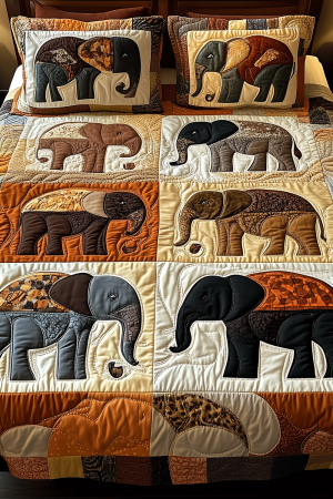 Elephant Lover Quilt Bedding Set Earthy Elephant Bliss Perfect Gift For Wildlife And Boho Decor Lovers