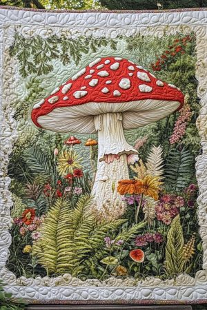 Enchanted Fungi Quilt Blanket Gift For Her