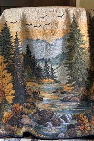 Fishing Casting Into The Mist Quilt Blanket Best Fishing Gifts