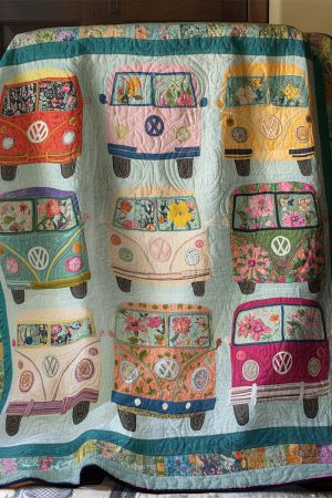 Floral Camper Quilt Blanket Gift For Camper