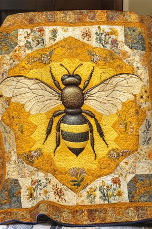 Floral Honeycomb Quilt Blanket Gifts For Bee Lovers