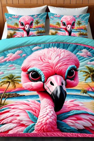 Gift For Flamingo Lovers Quilt Bedding Set