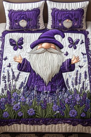 Gnome Quilt Bedding Set Gnome In Bloom Best Gift For Garden And Fantasy Lovers