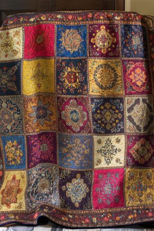 Golden Era Mosaic Quilt Blanket Cute Gifts For Girlfriend