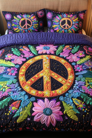 Hippie Lovers Quilt Bedding Set Boho Bliss Best Gift For Free Spirits And Bohemian Souls
