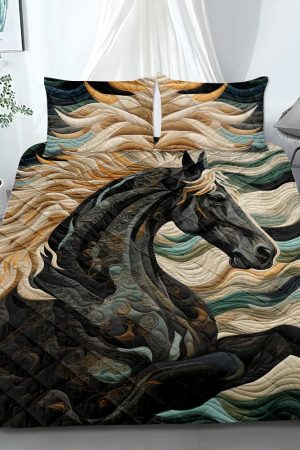 Horse Lovers Quilt Bedding Set Best Gift For Equestrian And Horseback Riding Enthusiasts
