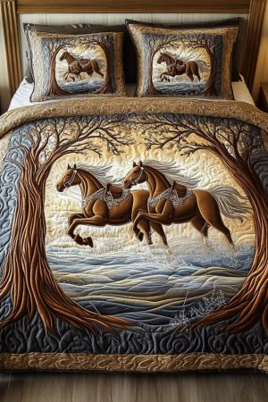 Horse Lovers Quilt Bedding Set Mystic Rider Ultimate Gift For Equestrian And Horse Enthusiasts