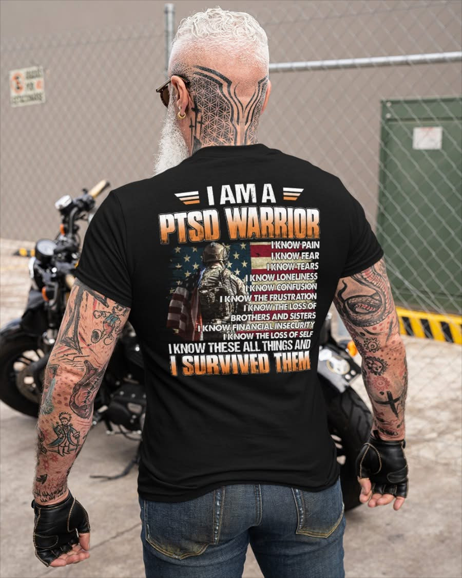 I Am A PTSD Warrior Shirt Veteran T-Shirt Patriotic Gifts For Dad