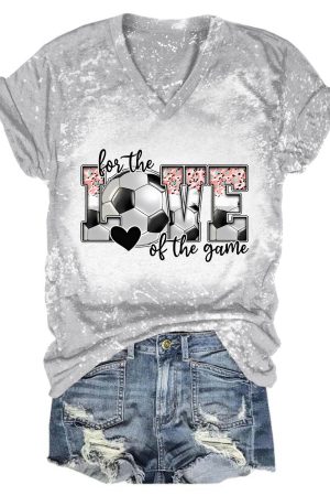 LOVE Soccer Tie Dye V-Neck Shirt Gifts For Friends Women