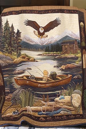Mountain Fishing Quilt Blanket Best Fishing Gifts