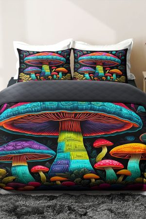 Mushroom Quilt Bedding Set Best Gift Ideas